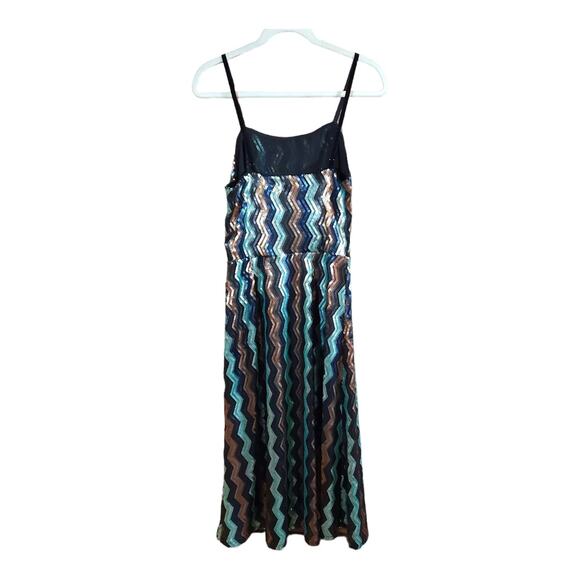 Walter Baker Isadora Sleeveless Sequin Chevron A-line Midi Dress Women's 6 NWT - Picture 7 of 9